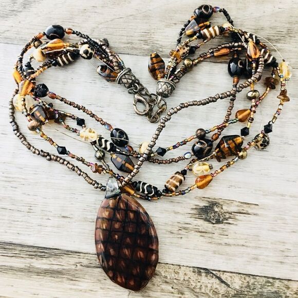 Chico’s Multi Strand Art Glass Pineapple Beads Necklace 4457 - Picture 3 of 6